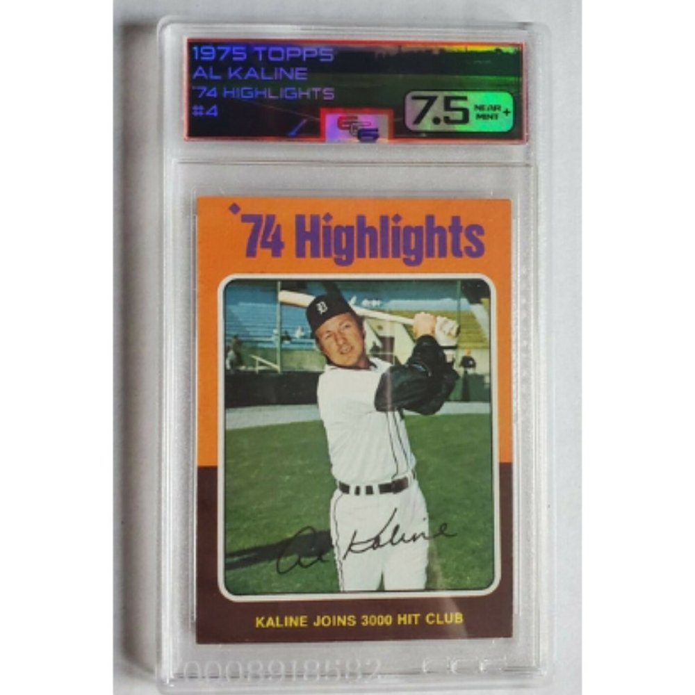 1975 TOPPS #4 AL KALINE '74 HIGHLIGHTS ECG 6.5 EX NM+ 3000 Hits Security Slab